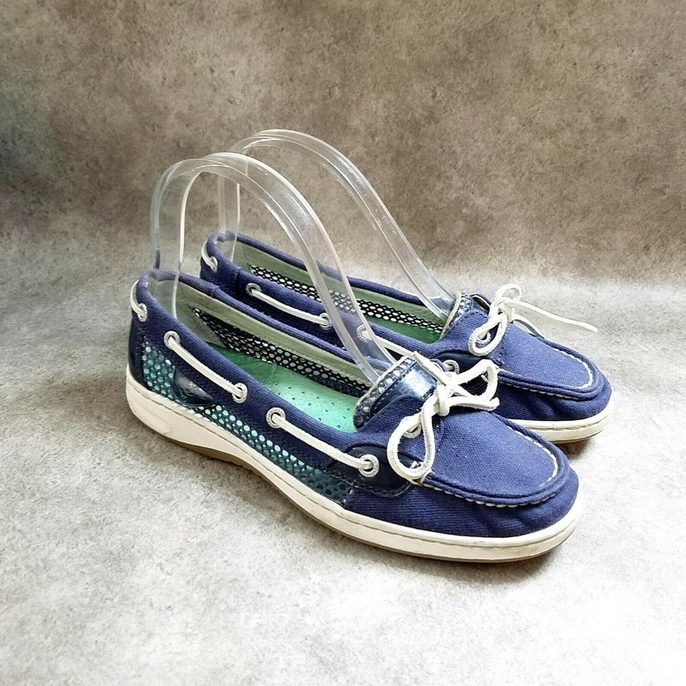 Sperry Womens  9104142 Size 7 Blue  Textile Slip On Loafer Boat Shoes